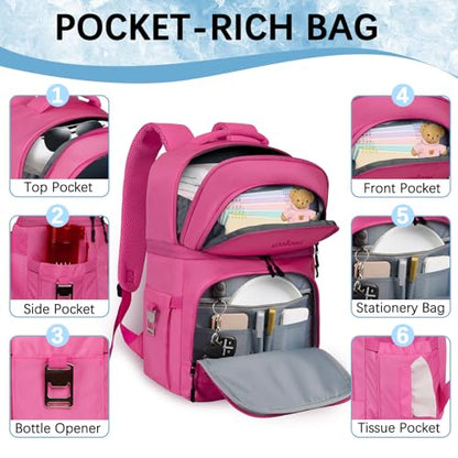 Goloni 40L Insulated Cooler Backpack, Leakproof Lightweight Soft-Sided Cooler with Cooler Compartment - color: Pink