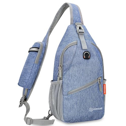 ZOMAKE Sling Bag,Small Crossbody Sling Backpack,Water Resistant Shoulder Daypack for Travel,Anti Thief Chest Bag for Hiking(Light Blue) - color: Light Blue