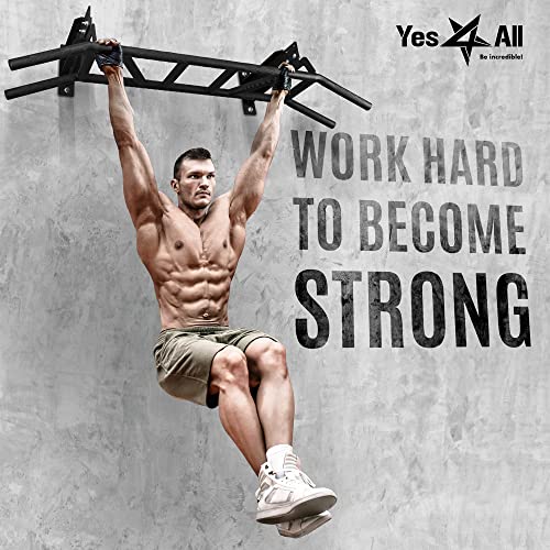 Yes4All Heavy Duty Wall Mounted Pull Up Bar – Multi-Grip Pull Up Bar Ceiling Mount / Ceiling Mount Pullup bar / Chin Up Bar for Home Gym Workout