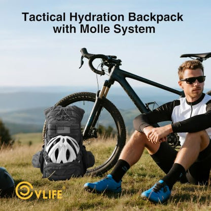 CVLIFE Tactical Hydration Hiking Water Backpack with 3L Water Bladder - color: Black