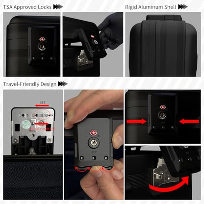 Aluminum Storage Case with Customizable Foam and TSA Locks - color: Black, size: 18.1 x 13.8 x 6.1 inch