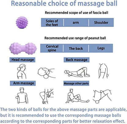 Peanut Massager Ball Set, Double Lacrosse Massage Ball and Mobility Ball for Physical Therapy, Myofascial Deep Tissue Trigger Point Massage Tool for Neck, Shoulder, Back, Legs, Hips (Purple) - color: Purple