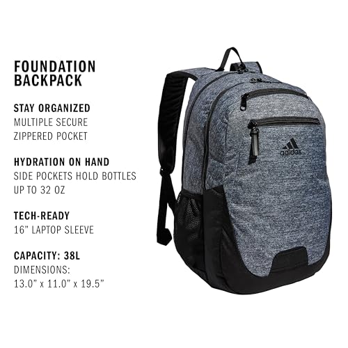 adidas Foundation School Backpack 38L - color: Jersey Onix Grey/Black