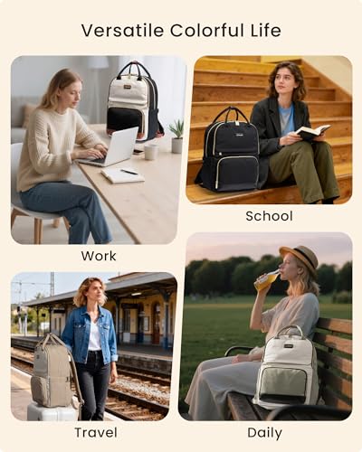 LOVEVOOK Backpack Black White Brown 18.4 inch - color: Black White Brown, size: 18.4 inch