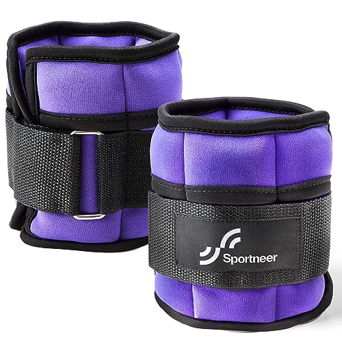Sportneer Adjustable Ankle Weights for Women and Men 7 lbs/Pair Adjustable Leg Weights with Secure Straps, Strength Training Weighted for Yoga, Walking, Running, Aerobics, Gym, Physical Therapy - color: Purple