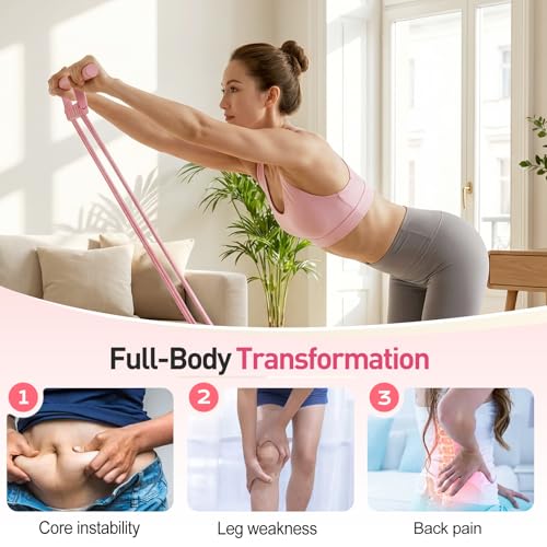 Pedal Resistance Bands with Handles, Upgrade Adjustable 8-Tubes Multifunction Tension Rope, Foot Pedal Resistance Bands for Fashion Puller Exercise Abdomen Waist Arm Leg - color: Purple