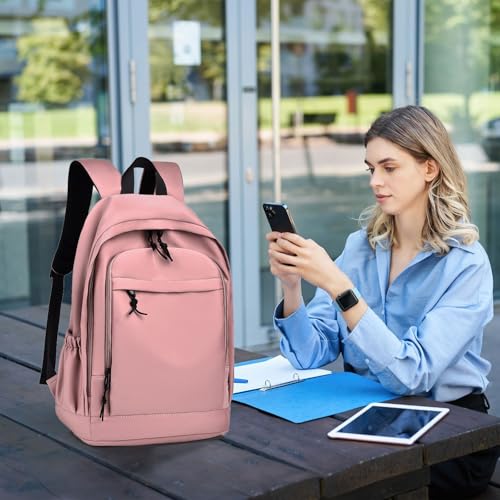 GAEKEAO Classical Basic Travel Backpack for Women Men,Casual Lightweight Bookbag Cute Daypack for College Work Everyday Pink - color: B04 Pink