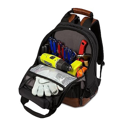 SwissGear Tool Bag Backpack, Fits Up to 15-Inch Laptop, Work Pack, Black/Brown Canvas - color: Black/Brown Canvas, size: Medium