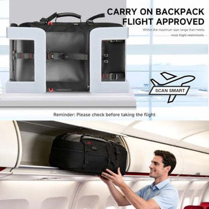 SWICKY Carry-on Travel Backpack for Men, Airline Approved Convertible Duffle Backpack with Shoe Compartment & USB Charging Port, Water Resistant 17.3 Inch Laptop Backpack for Travel Gym Camping - color: 82522(black-fits 17.3 Inch Laptop)