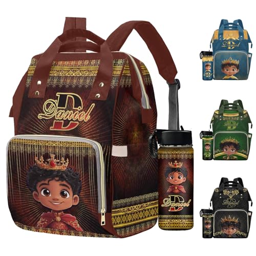Newcos Custom Name Boy Baby Bags, Personalized Diaper Bag Backpack for Baby Mom, Customized Mommy Bag with Name Water Bottle for Newborn Women Baby Birthday Christmas Travel Tote Bag Birthday Brown - color: Patten 12