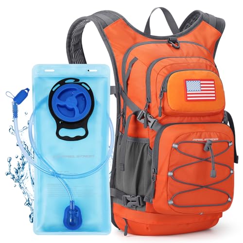 Maelstrom Hydration Hiking Backpack with 2L/3L Water Bladder, High Flow Bite Valve Water Backpack for Men Women Lightweight Insulation for Hiking, Cycling, Running, Climbing, Camping - color: 2.Orange, size: 3L Bladder
