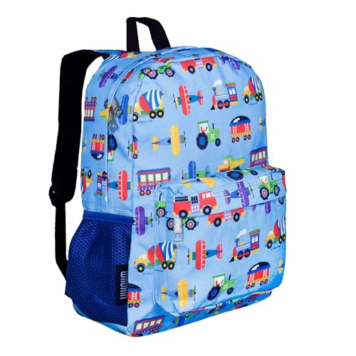 Wildkin Kids 16 Inch Elementary School Backpack for Boys – Durable Padded Bag with Adjustable Straps for School, Travel & Everyday Use, Multiple Pockets, Ages 6–13 – Trains, Planes, and Trucks - color: Trains, Planes, and Trucks