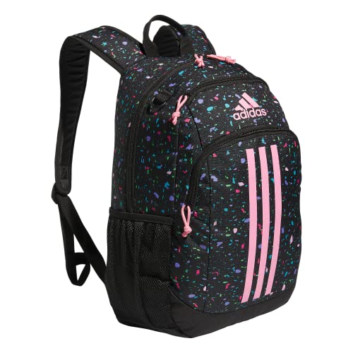 adidas Creator School Backpack for Girls & Boys — Durable Bookbag - color: Speckle Black/Bliss Pink/Black