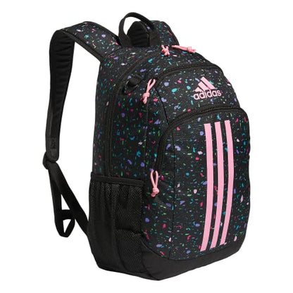 adidas Creator School Backpack for Girls & Boys — Durable Bookbag - color: Speckle Black/Bliss Pink/Black