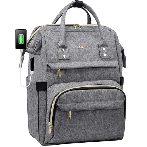 LOVEVOOK 17 inch Laptop Backpack Women, Large Travel Computer Back Pack with USB Charging Port, Anti Theft Backpack for Women Teacher Nurse Work, College Business, Austere Grey - color: Austere Grey, size: 17 inch