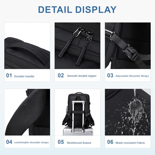 BAGOK Carry On Travel Backpack, Expandable Extra Large Airline Approved,Lightweight Daypack for Men and Women（Black） - color: B-black, size: Medium