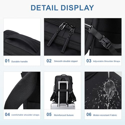 BAGOK Carry On Travel Backpack, Expandable Extra Large Airline Approved,Lightweight Daypack for Men and Women（Black） - color: B-black, size: Medium
