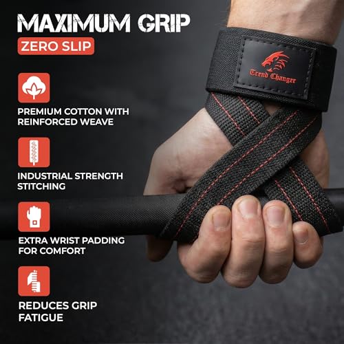 Figure 8 Lifting Strap Padded Deadlift Straps Heavy Duty Weight Lifting Straps Strongman Axle Bar Straps Weightlifting Wrist Wraps - color: Black/Red, size: Medium ( Upto 8.0'' Wrist Circumference )