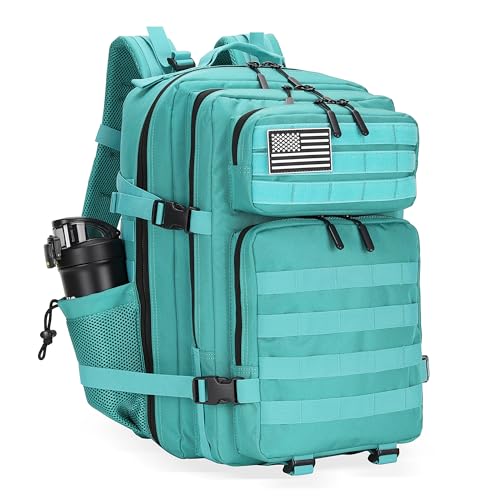 Military 45L Tactical Assault Backpack 3 day assault pack with Molle Waterproof backpack Rucksack for Tactical Backpacks - color: Lakeblue