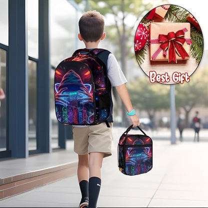 Boys Backpack with Lunch Box and Pencil Case, 3Pcs Gamer Backpack for Boys Teens, 17 Inch Large Capacity - color: GAME-NMWJ-11