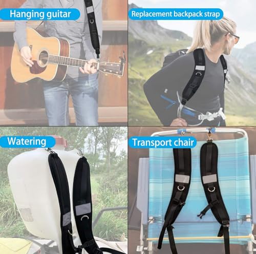 Backpack Straps, Adjustable Padded Shoulder Straps for Backpack Dry Bags ，Replacement Padded Strap with Metal/Plastic Clips