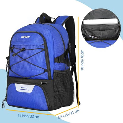 DAFISKY Basketball Backpack, Basketball Bag with Ball Holder Shoes Compartment, Sports Equipment Bag for Soccer Ball, Volleyball - color: Blue