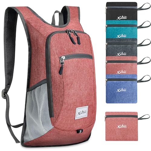 Xgunion Hiking Backpack 10L Small Travel Lightweight Daypack Foldable Hiking Packable Camping Hiking Backpacks for Women Men (Red) - color: Red