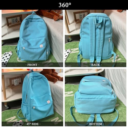 Cute Aesthetic Backpack Y2K Simple Solid Color Kawaii Backpacks Travel Laptop Backpack (Pink) - color: Pink