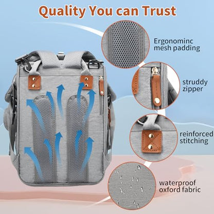 Baby Diaper Bags with Changing Station, Multifunctional Diaper Bag Backpack for Moms Dads with USB Charging Port, Waterproof Travel Diaper, Baby Shower Gifts for Baby Boy & Girls (Gray) - color: Gray