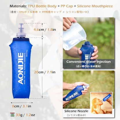 TRIWONDER Handheld Water Bottle for Running, Quick Grip Chill 17 oz Handheld Soft Water Bottle with Hand Strap Hydration Pack, BPA Sport Soft Flask (Blue) - color: A-Blue 500ml Handheld Bottle