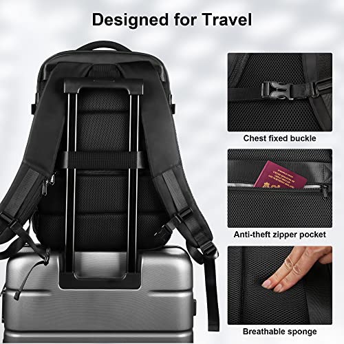 HOMIEE Travel Laptop Backpack for Men Women, Personal Item Carry On Bag, Dry Wet Separation, Weekender Business Hiking Camping College Bag, Mochila de Viaje, Black - color: Black, size: X-Large