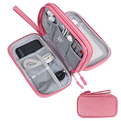 Skycase Electronic Organizer Travel Case - Waterproof Travel Cord Pouches for Organization, Cable Organizer, All-in-One Double Layers Storage Bag for Accessories, Charger, Cable, Pink - Medium - color: Pink, size: Medium