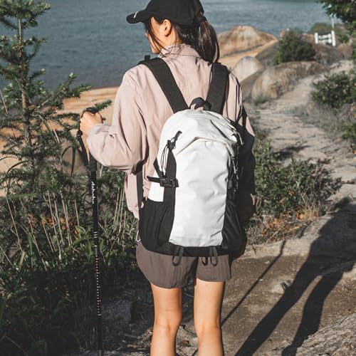 Small Hiking Backpack with Chest Strap for Men Women, 20L Lightweight Waterproof Travel Backpack with Padded Straps, Durable Casual Hiking Daypack for Traveling Camping, Black & White - color: White+black