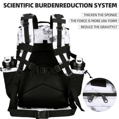Lovelinks21 45L Tactical Assault Backpack 3 day assault pack with Molle Waterproof backpack Rucksack for Tactical Backpacks (BlackWhite Camo) - color: Blackwhite Camo
