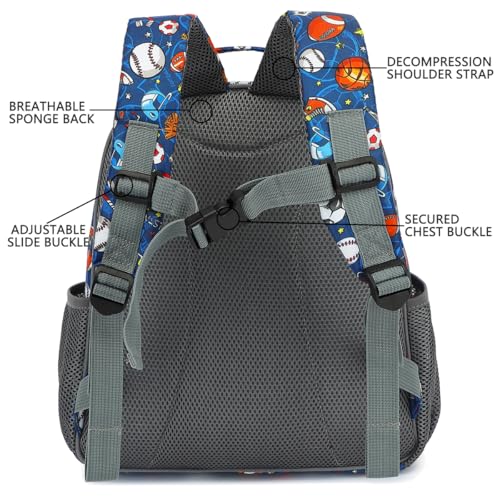 FlowFly Kids Backpack for Toddler Boys Girls, Simple Lightweight Bookbag for Daycare Kindergarten Elementary School Travel, Small Modern Bag (Medium 15''), Football - color: Football, style: Kids Medium: 12l