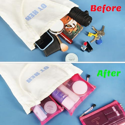 6 Pack Mesh Cosmetic Bags, Nylon Makeup Pouches with Zipper for Home Office Purse Diaper Bag (Rose) - color: Rose(2size)