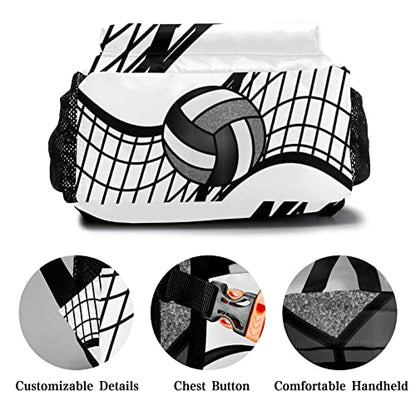 Personalized Custom Volleyball Black White Backpack Lightweight Travel Hiking Causual Bag With Name - color: Design 2