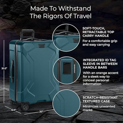 Briggs & Riley 30 Inch Large Checked Luggage - Extra Capacity Hard Shell Heavy Duty Travel Suitcase 360 Degree Spinner Wheels - TSA Lock - Integrated Garment Compartment - Torq Collection - Ocean - color: Ocean, size: 30"