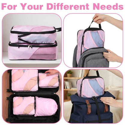 6 Pcs Set ompression Packing Cubes, Expandable Large Packing Cubes for Suitcases and Backpack, Compression Suitcase Organizers with Shoe Bag for Travel