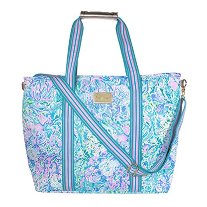 Lilly Pulitzer Picnic and Beach Cooler Bag, Insulated Soft Cooler with Adjustable Shoulder Strap and Zippered Top, Large for Groceries or Travel, Soleil It On Me