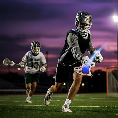 Glow in the Dark Lacrosse Ball | Night Practice & Training Equipment for All Ages | 2 Pack Official Size & Weight | Lacrosse Gift | LED Sky Blue