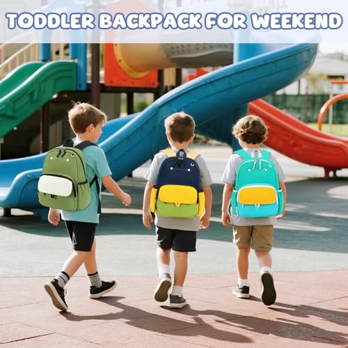 BTOOP Kids Backpack for Boys Girls 3-6, Preschool Kindergarten Backpack with Insulated Lunch Compartment & Chest Strap, Cute Lightweight School Travel Bag Fits A4 Folder - color: Green, size: Age 3-6 (14.5" H Fit Folder)