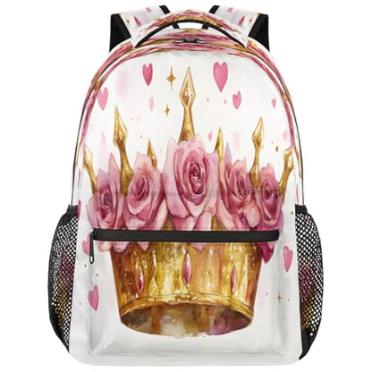 Gold Crown Laptop Backpack for Women 17 inch Backpacks Lightweight Computer Bag Rucksack Casual Daypack Work Travel - color: Multicolor-5