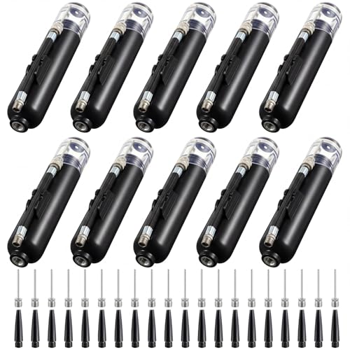 10 Pack Ball Pump with Needle - Sports Ball Pump Bulk, Dual Action Hand Air Inflator for Basketball Soccer Football Volleyball, Portable Inflator with Needles & Hose for Team School Gym Family - color: Black