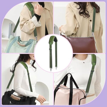60 Inch Shoulder Strap with Removable Ultra-Thick Pad，Adjustable Buckles and Metal Hooks - color: Green