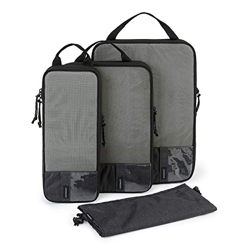 BAGSMART 6 Set /4 Set/2 Set Compression Packing Cubes for Travel, Lightweight Luggage Organizer Bags, Durable Space Saver Bags Travel Essentials - color: Midnight Black, size: Set of 4