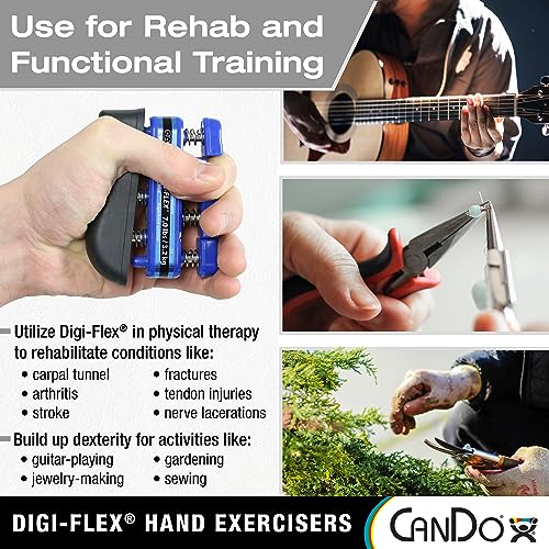 CanDo Digi-Flex Hand and Finger Exerciser Blue-Heavy - For Dexterity, Strength, and Flexibility for Fingers, Hands, and Forearms