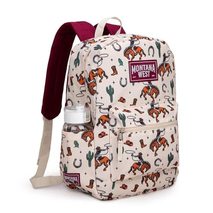 Montana West Backpack for Women Men 2 PCS Lightweight College Bookbags Casual Daypack Backpacks for Commute & Travel - color: Western Tan