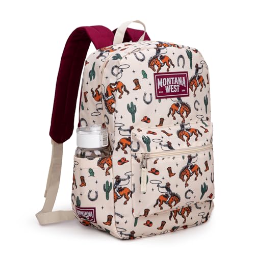 Montana West Backpack for Women Men 2 PCS Lightweight College Bookbags Casual Daypack Backpacks for Commute & Travel - color: Western Tan