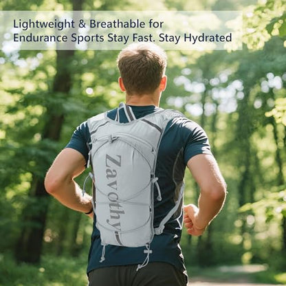 Zavothy Hydration Backpack with 1.5L Water Bladder, Lightweight Water Backpack for Women, Hydration Pack with Rain Cover for Running Hiking Cycling Festival, Reflective Bounce-Free Fit - color: Grey